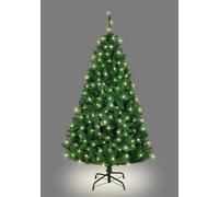 SHATCHI 4Ft-8Ft Pre-Lit Artificial Christmas Tree Deluxe Imperial Pine Pencil Point Tips Hinged Branches Xmas Home Decorations Metal Stand, Green W/Warm White LEDs, 4ft