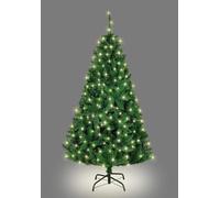 SHATCHI 4Ft-8Ft Pre-Lit Artificial Christmas Tree Deluxe Imperial Pine Pencil Point Tips Hinged Branches Xmas Home Decorations Metal Stand, Green W/Warm White LEDs, 4ft