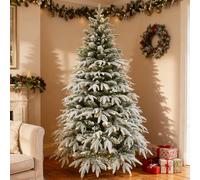 4ft/1.2m Pre-Lit Artificial Christmas Tree Lapland Fir - 140 LED Warm White Lights, Snow Flocked 332 PE/PVC Tips, Snowy Bushy Hinged Branches, Metal Stand for Xmas Home Decorations