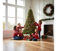 4ft/1.2m Pre-Lit Artificial Christmas Tree Alaskan Pine Green 230 Tips - 110 Warm White LEDs Metal Stand Xmas Home Decorations