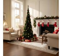 Shatchi 4Ft Prelit Pop up Christmas Tree with Red Baubles & Battery Operated LED Warm White Lights in Green Shatchi Green 4ft