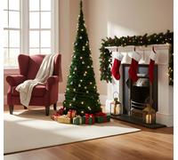 Shatchi 4Ft Prelit Pop up Christmas Tree with Silver Baubles & Battery Operated LED Warm White Lights in Green Shatchi Green 4ft