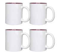 Shatchi 4Pack 11Oz White 2Tone Sublimation Mugs Perfect For Custom Printing