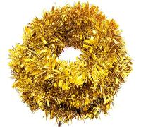 SHATCHI 4Pcs Gold 1.8m/6ft Xmas Metallic Chunky Tinsel Garland for Christmas Tree Hanging Decorations, PVC, 4