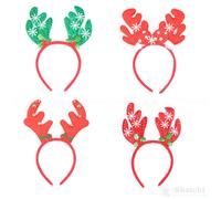 Shatchi 4pcs Set Christmas Headband Reindeer Antlers Assorted Mix Xmas Fancy Dress Party Costume Shatchi Multicolor