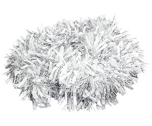 SHATCHI 4Pcs Silver White Christmas Tinsels 1.8m/6ft Xmas Metallic Chunky Tinsel Garland for Christmas Tree Hanging Decorations