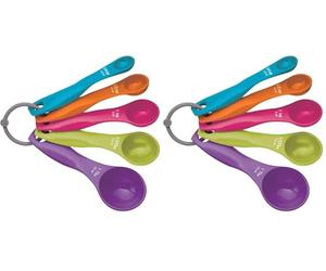 SHATCHI, 5 Spoons for Measuring Food, Durable, Stain Resistant and Dishwasher Safe Plastic, Kitchen Utensils Baking Set, Multicolour (Pack of 2)