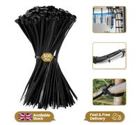 Shatchi 500 Pcs 100mm X 2.5mm Strong Black Nylon Plastic Cable Ties Zip Tie Wraps Organizer