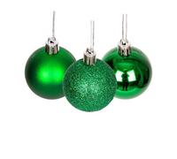 Shatchi Christmas Baubles Dark Green Set - Shatterproof PVC 5cm 18pcs