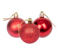 (Dark Red, 18 Pieces) Christmas Baubles Glitter Matte Shiny Finish 5cm Shatterproof Festive Decorations Set