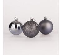 Shatchi 50mm/24Pcs Christmas Baubles Shatterproof Dark Grey, Tree Decorations in Dark Grey Shatchi Dark Grey