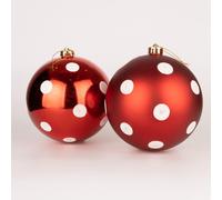 Shatchi 50mm/24Pcs Christmas Baubles Shatterproof Red White Polka Dots,tree Decorations