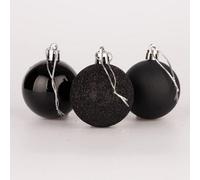 Shatchi 50mm/9Pcs Christmas Baubles Shatterproof Black,tree Decorations