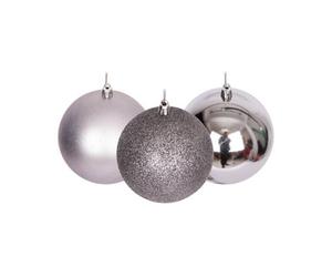 Shatchi 50mm/9Pcs Christmas Baubles Shatterproof Mid Grey, Christmas Tree Decorations
