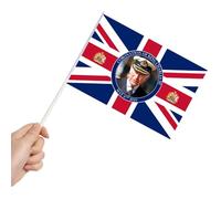 SHATCHI 50pcs PVC Hand Waving Union Jack King Charles III Coronation Mini Flags Royal Family Street Party Home Car Table Decorations
