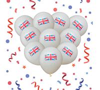 SHATCHI 50pcs Union Jack Flag Printed Balloons 12" King Charles III Coronation Royal Party Sports Event GB BBQ Street Decorations