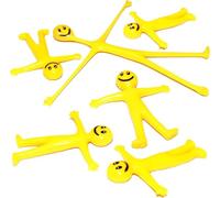 SHATCHI 50Pk Yellow Stretchy Men Party Bag Fillers for Kids Birthday Party Unisex Strechy Smile Men Toys Ideal for Classroom Gifts Lucky Dip Prizes Giveaways Pinata Stocking Favours for Boys & Girls