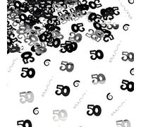 Shatchi 50Th Birthday Confetti Black & Silver 1 Pack X 14 Grams Birthday Decoration Foil Metallic 1 Pack