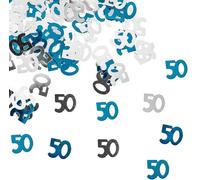 Shatchi 50Th Birthday Confetti Blue & Silver 4 Pack X 14 Grams Birthday Decoration Foil Metallic 4 Pack