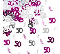 Shatchi 50Th Birthday Confetti Pink & Silver 2 Pack X 14 Grams Birthday Decoration Foil Metallic 2 Pack