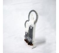 Shatchi 41Cm Christmas Pre Lit Twin Candles Battery Operated Glitter Foam Snow Covered Finish Table Decoration Grey Shatchi Grey