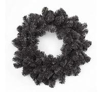 SHATCHI 55cm Black Christmas Wreath Plain Alaskan Pine for Fireplaces Home Wall Door Stair Artificial Xmas Tree Garden Yard Decorations,Black Plain,Wreath (55cm),SHATCHI