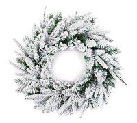 SHATCHI 55cm Christmas Wreath Lapland Fir for Fireplaces Home Wall Door Stair Snow Flock Artificial Xmas Tree Garden Yard Decorations