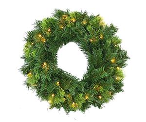 SHATCHI 55cm Christmas Wreath Pre Lit with Various Tips Decorated Christmas Lightings Fireplace Home Wall Door Decorations Outdoor Battery Box Indoor, 20 Warm White LED Lights