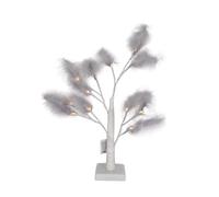 SHATCHI 55cm Grey Feather Tree Table Lamp Warm White LEDs Lighted Pampas Tree - Battery-Operated Decorative Night Light for Christmas, Home, Events, Holiday Decorations