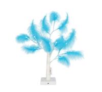 SHATCHI 55cm Light Blue Feather Tree Table Lamp Warm White LEDs Lighted Pampas Tree - Battery-Operated Decorative Night Light for Christmas, Home, Events, Holiday Decorations