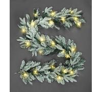 Shatchi 55Cm Pre-Lit Christmas Wreath Lapland Fir For Fireplaces Home Wall Door Stair Snow Flock Artificial Xmas Tree Garden Yard
