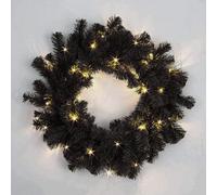 Shatchi 55Cm Prelit Alaskan Pine Black Christmas Wreath