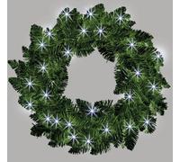 SHATCHI Black Imperial Pine Garland Christmas Holiday Xmas Home Office Fireplaces Stairs Decoration with Non Pre-Lit (CW/WW/Multicolour, Green w/Cool White LEDs, 55cm Wreath