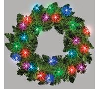 SHATCHI Black/White Imperial Pine Garland Christmas Holiday Xmas Home Office Fireplaces Stairs Decoration with Non Pre-Lit (CW/WW, Green w/Multicolour LEDs, 55cm Wreath