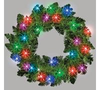 SHATCHI Black/White Imperial Pine Garland Christmas Holiday Xmas Home Office Fireplaces Stairs Decoration with Non Pre-Lit (CW/WW, Green w/Multicolour LEDs, 55cm Wreath