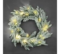 Shatchi 55cm Prelit Lapland Fir Green Christmas Wreath in Silver Shatchi Silver