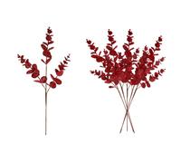 Shatchi Red Glitter Artificial Eucalyptus Christmas Tree Picks 55Cm Pack Of 6