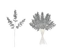 Shatchi Silver Glitter Artificial Eucalyptus Christmas Tree Picks 55Cm Pack Of 6