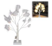 SHATCHI 55cm White Feather Tree Table Lamp Warm White LEDs Lighted Pampas Tree - Battery-Operated Decorative Night Light for Christmas, Home, Events, Holiday Decorations