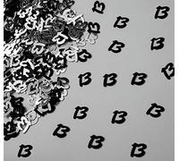 SHATCHI 56g Black & Silver 13th Birthday Confetti Foil Metallic Glitz Table Scatter Sprinkles Age Bday Party Decorations, 12mm