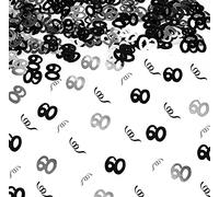 SHATCHI 56g Black & Silver 60th Birthday Confetti Foil Metallic Glitz Table Scatter Sprinkles Age Bday Party Decor, 12mm (SHATCHI)