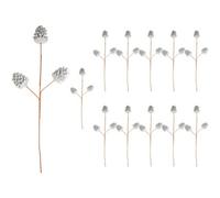 Shatchi 58Cm Glitter Pine Cone Christmas Picks - Silver, Pack Of 12
