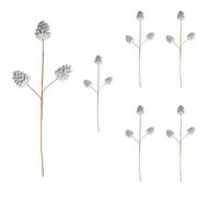 Shatchi 58Cm Glitter Pine Cone Christmas Picks - Silver, Pack Of 6