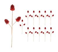 Shatchi 58Cm Glitter Pine Cone Christmas Picks - Red, Pack Of 6