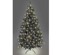 SHATCHI 5ft/1.5m Pre-Lit Artificial Christmas Tree Alaskan Pine Black 350 Tips-130 Warm White LEDs Metal Stand Xmas Home Decorations, 150cm