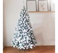 SHATCHI 5Ft/1.5m Yukon Pine Artificial Green Christmas Tree Snow Flocked 350 Tips Branches Snowy Bushy Xmas Home Decorations, Metal Stand, Polyvinyl Chloride, 150cm