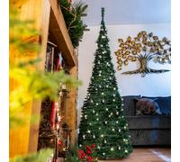 5Ft/150cm Prelit Pre Decorated Pop up Christmas Tree Xmas Home Indoor LED Warm White Lights Silver Baubles Decorations Battery Operated