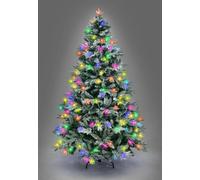 5Ft/1.5M Pre Lit Lapland Fir Artificial Green Christmas Tree Snow Flocked Mixed Tips Hinged Bushy,180 Multicolour LEDs