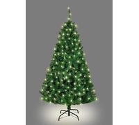 SHATCHI 4Ft-8Ft Pre-Lit Artificial Christmas Tree Deluxe Imperial Pine Pencil Point Tips Hinged Branches Xmas Home Decorations Metal Stand, Green W/Warm White LEDs, 5ft