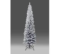 Shatchi 5FT Snow Flocked Artificial Slim Christmas Pencil Tree Holiday Home Decorations with Pointed Tips & Metal Stand in White Shatchi White 5ft